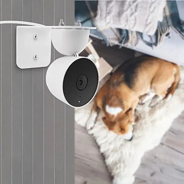 Alt view image 4 of 6 - Metal Wall Mount Holder fits for Google Nest Indoor 2nd Generation Wired Security Cam, Flexible Installation Camera Shelf for Better View Angle Mount on Wall Deck,White