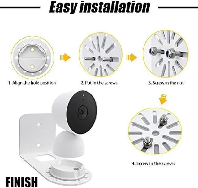 Alt view image 6 of 6 - Metal Wall Mount Holder fits for Google Nest Indoor 2nd Generation Wired Security Cam, Flexible Installation Camera Shelf for Better View Angle Mount on Wall Deck,White