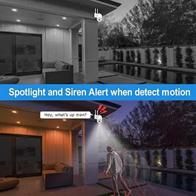 Alt view image 3 of 6 - Security Camera Outdoor 2K 4MP, Hosafe WiFi Home Security System Video Surveillance IP Camera, Floodlight Motion Detection, Pan Tilt Auto Tracking, Two Way Audio, Color Night Vision, Waterproof