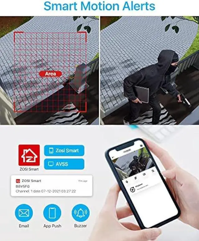 Alt view image 6 of 6 - ZOSI 1080P H.265+ Home Security Camera System, 5MP Lite 8 Channel CCTV DVR Recorder with Hard Drive 2TB and 8 x 1080p Surveillance Bullet Camera Outdoor Indoor with 80ft Night Vision, Motion Alerts