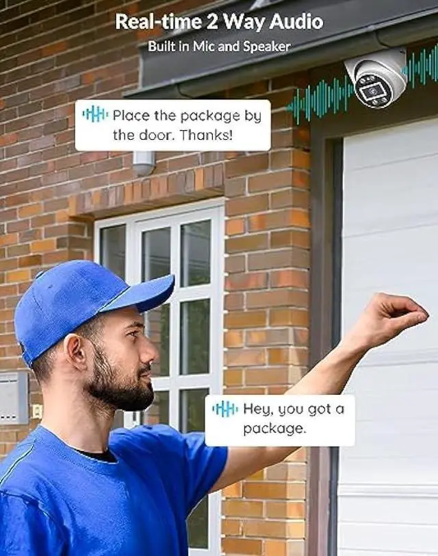 Alt view image 3 of 6 - FOSCAM T8EP IP PoE Camera, 8MP(4K) UltraHD Outdoor/Indoor Security IP Cameras with Two-Way Audio, Dome Surveillance Camera for Home, Color Night Vision, Human/Vehicle Detection, IP66 Waterproof