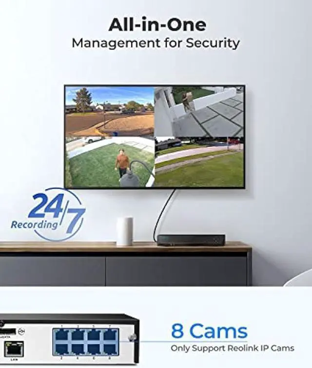 Alt view image 2 of 5 - REOLINK 4K 8CH Network Video Recorder for Home Security Camera System, Only Work with 12MP/4K/5MP/4MP HD Reolink IP Cameras PoE NVR, 24/7 Recording to Pre-Installed 2TB Hard Drive, RLN8-410