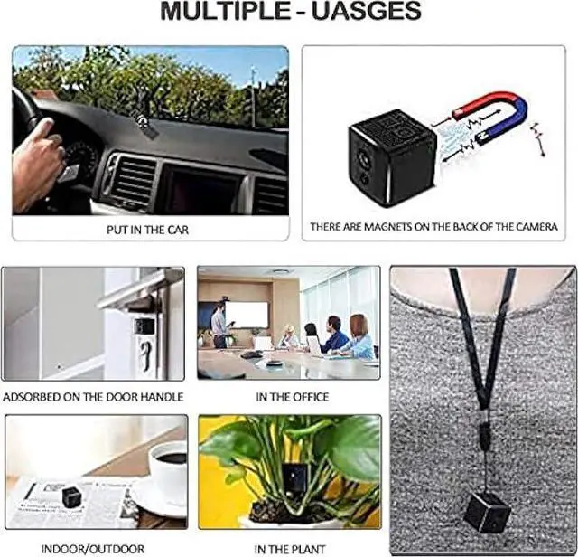 Alt view image 3 of 6 - Pomocuty Mini Spy Camera 1080P Hidden Camera - Portable Small HD Nanny Cam with Night Vision and Motion Detection - Indoor Covert Security Camera for Home and Office - Hidden Spy Cam, black