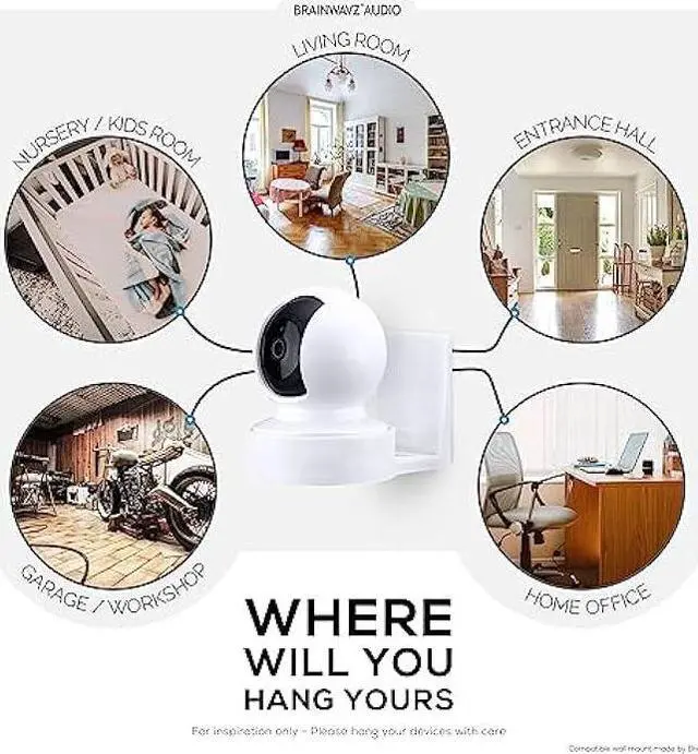 Alt view image 7 of 7 - Wall Mount for Kasa EC70 Spot, Adhesive Holder for TP Link Spot Smart Security Camera, Installs in Minutes, No Mess Hanger Bracket by Brainwavz (White)