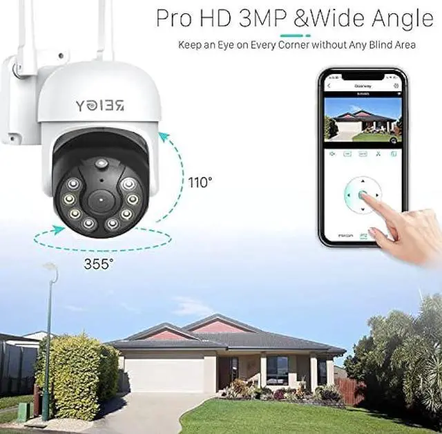 Alt view image 3 of 7 - REIGY 3MP WiFi Security Camera System with Floodlight and 1TB Hard Drive Preinstalled, 2K Outdoor Home Surveillance Set 8CH NVR + 4X 1296P IP Cam 2PT, 2-Way Audio Color Night Vision Motion Detection