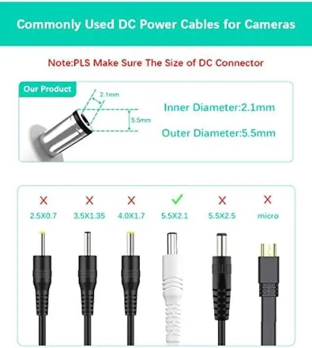 Alt view image 7 of 7 - Itramax 30ft 12V DC Extension Cable (2-Pack),DC 2.1mm x 5.5mm 5521 Power Supply Adapter Flat Extender Cord,Female to Male Wire for IP Network,CCTV Security Camera,DVRs & More Devices,5V,9V,24V,Volt,25
