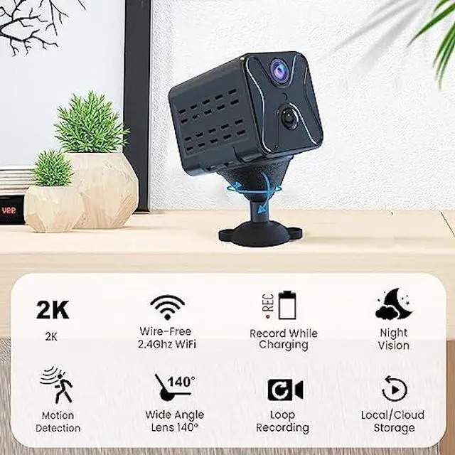 Alt view image 2 of 6 - Security Cameras Indoor Wireless, Camera for Home Security,2K AI Motion Detection,150 Days Standby Battery Life,WiFi Camera Night Vision and Cloud/SD Storage
