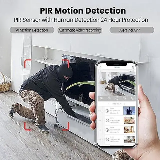 Alt view image 3 of 6 - Security Cameras Indoor Wireless, Camera for Home Security,2K AI Motion Detection,150 Days Standby Battery Life,WiFi Camera Night Vision and Cloud/SD Storage