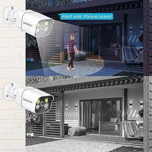 Alt view image 5 of 7 - WESECUU Poe Security Camera, IP Camera, CCTV Camera, Surveillance Camera, Poe Camera Only Match POE Security Camera System with Motion Sensor, Phone app, Floodlight, Audio, Outdoor, Indoor