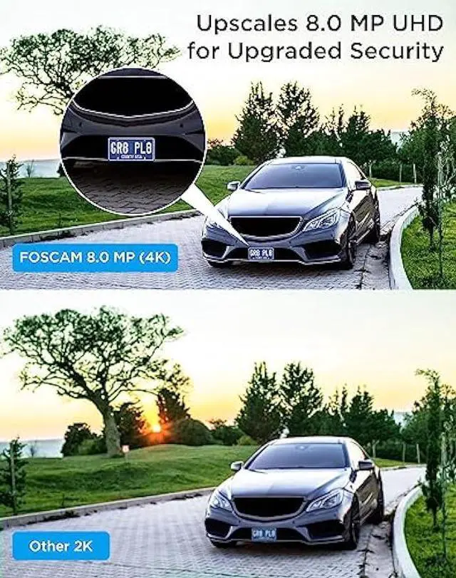 Alt view image 2 of 6 - FOSCAM 4K IP PoE Security Camera Outdoor, V8EP 8MP Home Security Surveillance Camera with AI Human Vehicle Detection,66ft Color Night Vision, Siren Alert,2-Way Talk,110° Wide FOV,IP66