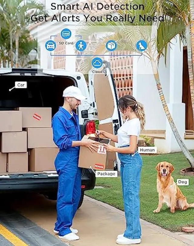 Alt view image 4 of 6 - FOSCAM 4K IP PoE Security Camera Outdoor, V8EP 8MP Home Security Surveillance Camera with AI Human Vehicle Detection,66ft Color Night Vision, Siren Alert,2-Way Talk,110° Wide FOV,IP66