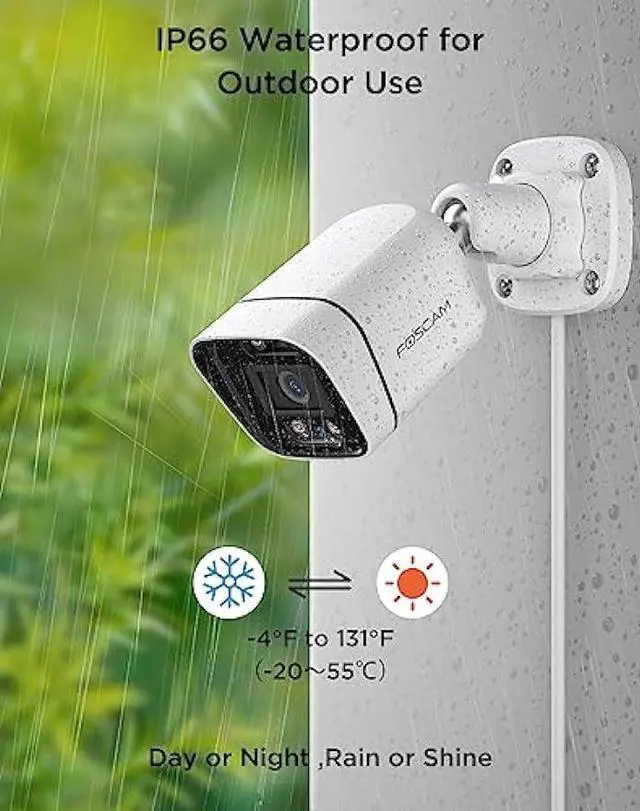 Alt view image 6 of 6 - FOSCAM 4K IP PoE Security Camera Outdoor, V8EP 8MP Home Security Surveillance Camera with AI Human Vehicle Detection,66ft Color Night Vision, Siren Alert,2-Way Talk,110° Wide FOV,IP66