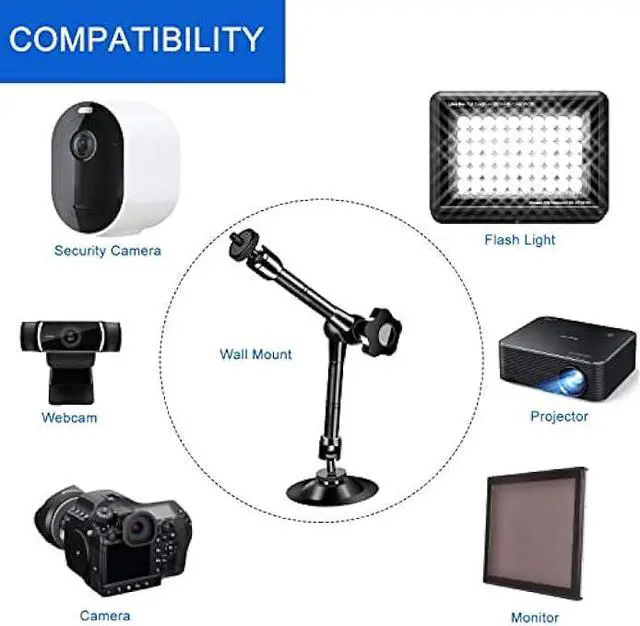 Alt view image 3 of 7 - UYODM 2 Pack Articulating Magic Arm Wall Mount Holder Stand Compatible with CCTV POV Camcorders Cameras, LED Light, Video Lamp,DSLR,Flash,Digital Camera,Security Cameras