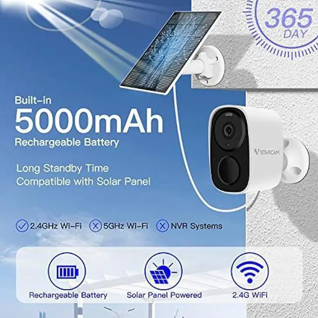 Alt view image 2 of 6 - VSTARCAM Solar Security Camera Outdoor, 3MP Color Night Vision, Outdoor Camera Wireless Solar Powered with PIR, Spotlight & Siren 2-Way Talk, Free Cloud Storage, IP66 Waterproof