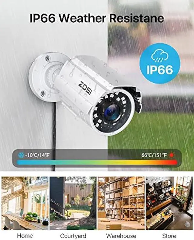 Alt view image 3 of 6 - ZOSI H.265+ Full 1080p Home Security Camera System Outdoor Indoor, 5MP-Lite CCTV DVR 8 Channel with Hard Drive 1TB and 4 x 1080p Weatherproof Surveillance Camera with 80ft Night Vision, Motion Alerts
