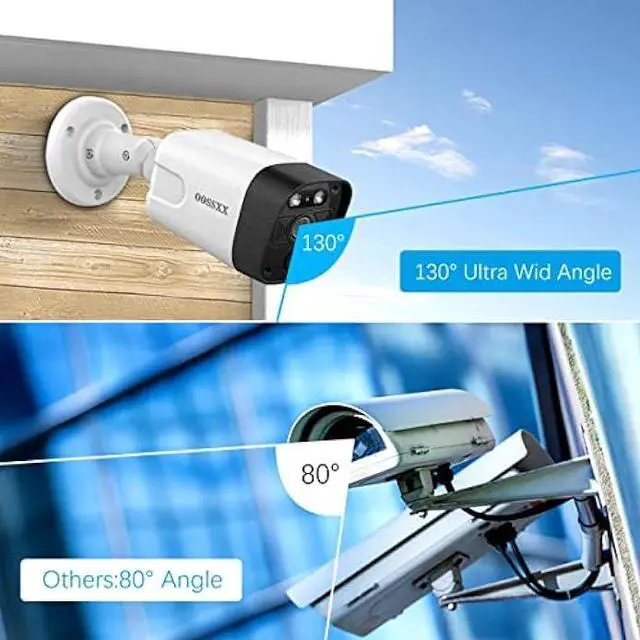 Alt view image 4 of 6 - (4K/8.0 Megapixel & 130° Ultra Wide-Angle) 2-Way Audio PoE Outdoor Home Security Camera System, 4 Wired Outdoor Video Surveillance IP Cameras System 2TB