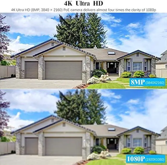Alt view image 5 of 6 - (4K/8.0 Megapixel & 130° Ultra Wide-Angle) 2-Way Audio PoE Outdoor Home Security Camera System, 4 Wired Outdoor Video Surveillance IP Cameras System 2TB