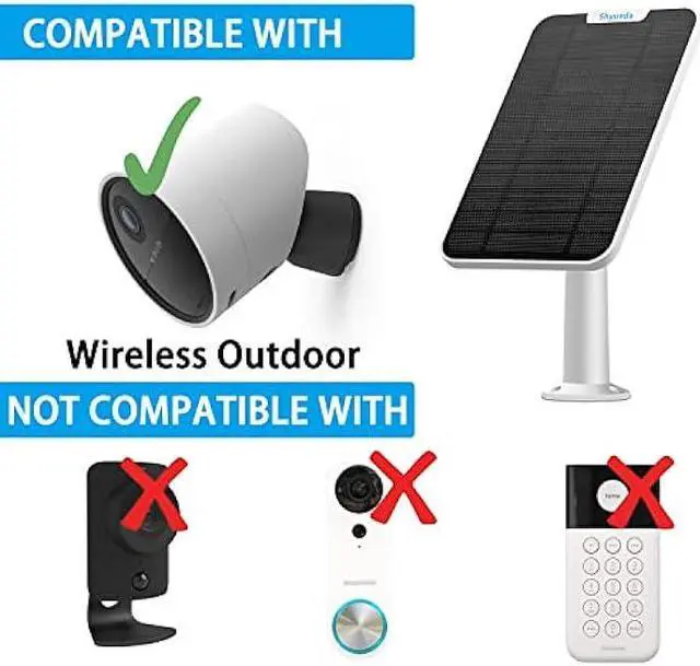 Alt view image 3 of 7 - 4W Solar Panel Charging Compatible with SimpliSafe Outdoor Security Camera only, with 13.1ft Waterproof Charging Cable, IP65 Weatherproof,Includes Secure Wall Mount(White)