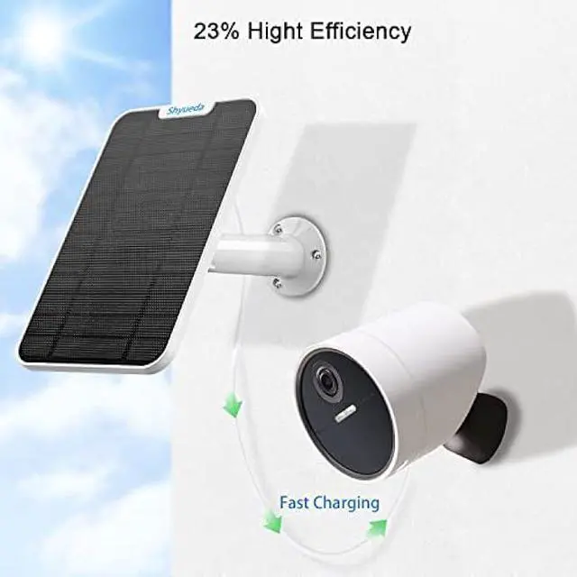 Alt view image 4 of 7 - 4W Solar Panel Charging Compatible with SimpliSafe Outdoor Security Camera only, with 13.1ft Waterproof Charging Cable, IP65 Weatherproof,Includes Secure Wall Mount(White)