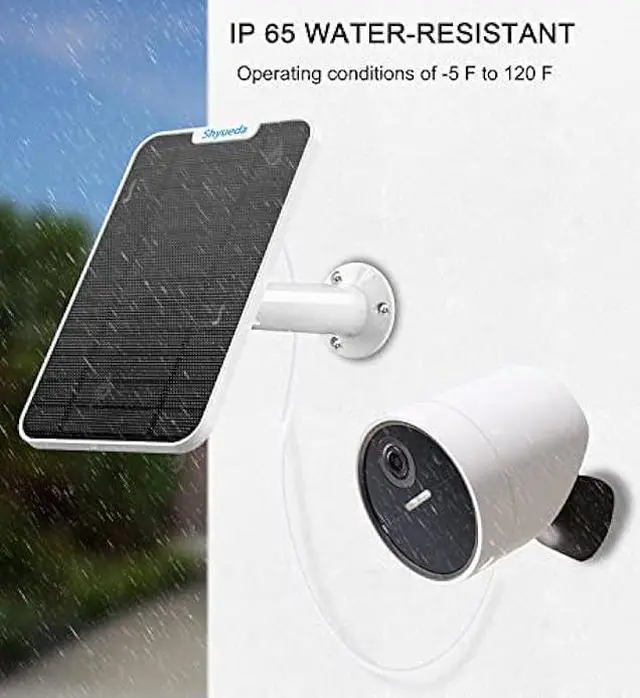 Alt view image 6 of 7 - 4W Solar Panel Charging Compatible with SimpliSafe Outdoor Security Camera only, with 13.1ft Waterproof Charging Cable, IP65 Weatherproof,Includes Secure Wall Mount(White)