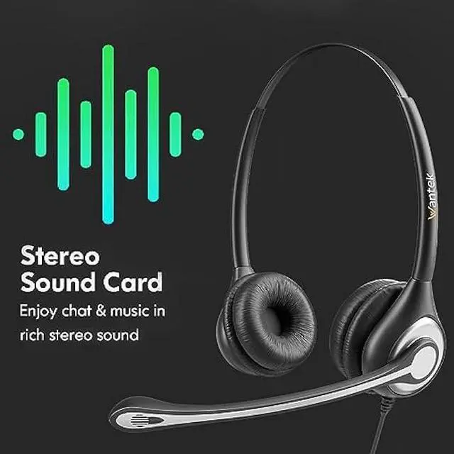 Alt view image 5 of 7 - Wantek USB Headset with Mic for PC, On-Ear Computer Laptop Headphones with Noise Cancelling Microphone in-line Control for Home Office Online Class Skype Zoom