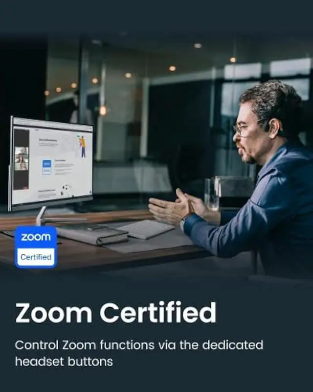 Alt view image 5 of 6 - SHOKZ OpenComm2 UC - Bone Conduction Bluetooth Stereo Computer Headset with Boom Mic - USB-A Compatible with PC and Mac - Zoom Certified - with Bookmark