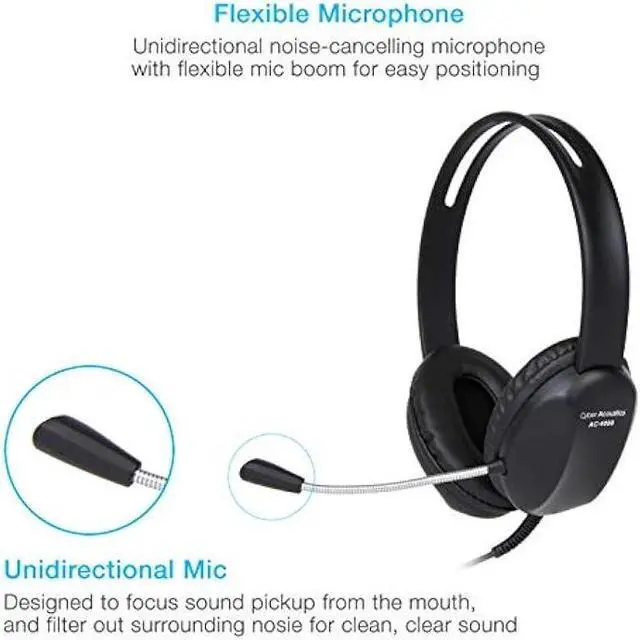 Alt view image 3 of 6 - Cyber Acoustics Stereo PC Headset (AC-4000), 3.5mm Connection, Noise Canceling Microphone for PC, Mac and, Tablets, Perfect for Classroom or Home