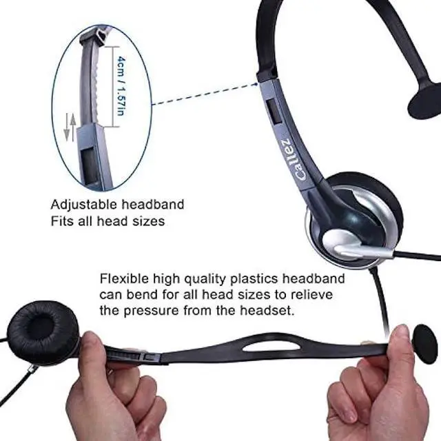 Alt view image 4 of 6 - Callez 3.5mm Cell Phone Headset, Mono Computer Headset with Noise Cancelling Microphone, Compatible with iPhone Samsung Huawei Smartphones Laptop iPad iPod Skype PC