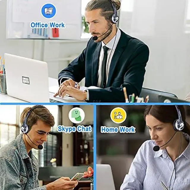 Alt view image 6 of 6 - Callez 3.5mm Cell Phone Headset, Mono Computer Headset with Noise Cancelling Microphone, Compatible with iPhone Samsung Huawei Smartphones Laptop iPad iPod Skype PC