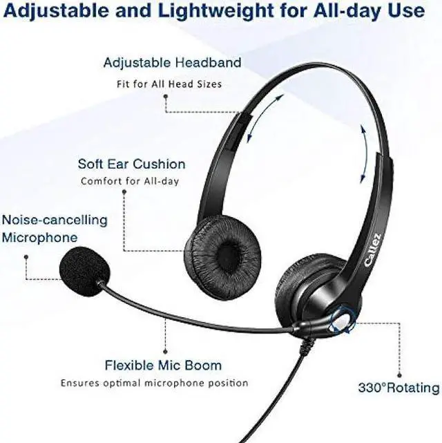 Alt view image 3 of 6 - USB Headset with Microphone Noise Cancelling & Audio Controls, Stereo Computer Headphones for Business Skype UC Lync Softphone Call Center Office, Clearer Voice, Super Light, Ultra Comfort