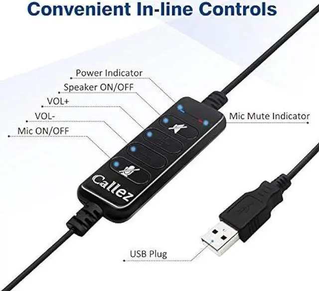 Alt view image 4 of 6 - USB Headset with Microphone Noise Cancelling & Audio Controls, Stereo Computer Headphones for Business Skype UC Lync Softphone Call Center Office, Clearer Voice, Super Light, Ultra Comfort