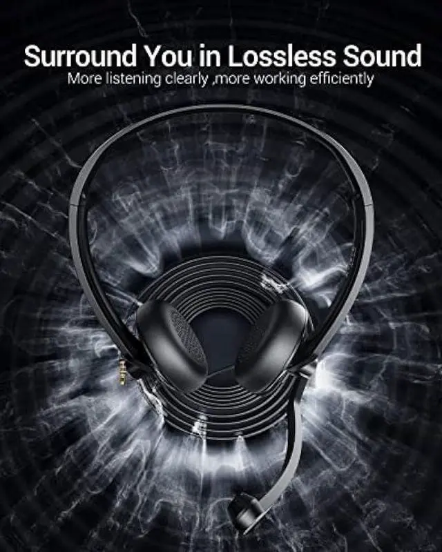 Alt view image 4 of 6 - FEABASK USB Headset with Microphone for PC Laptop - Wired Computer Headphones with Noise Cancelling Microphone for Home Office Online Class Skype Zoom Meetings,in Line Mute Controls