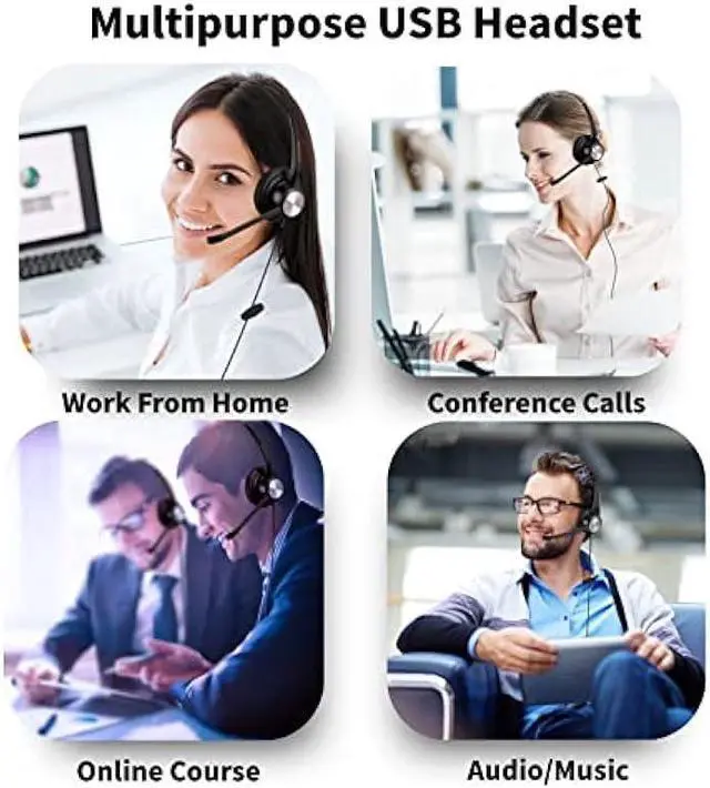 Alt view image 6 of 7 - N/X Wired USB Headset with Noise Cancelling Microphone for Laptop PC, Lightweight 3.5mm,USB-A Headphones for Call Center Office Work from Home Dragon Webinar Teams Zoom Meeting
