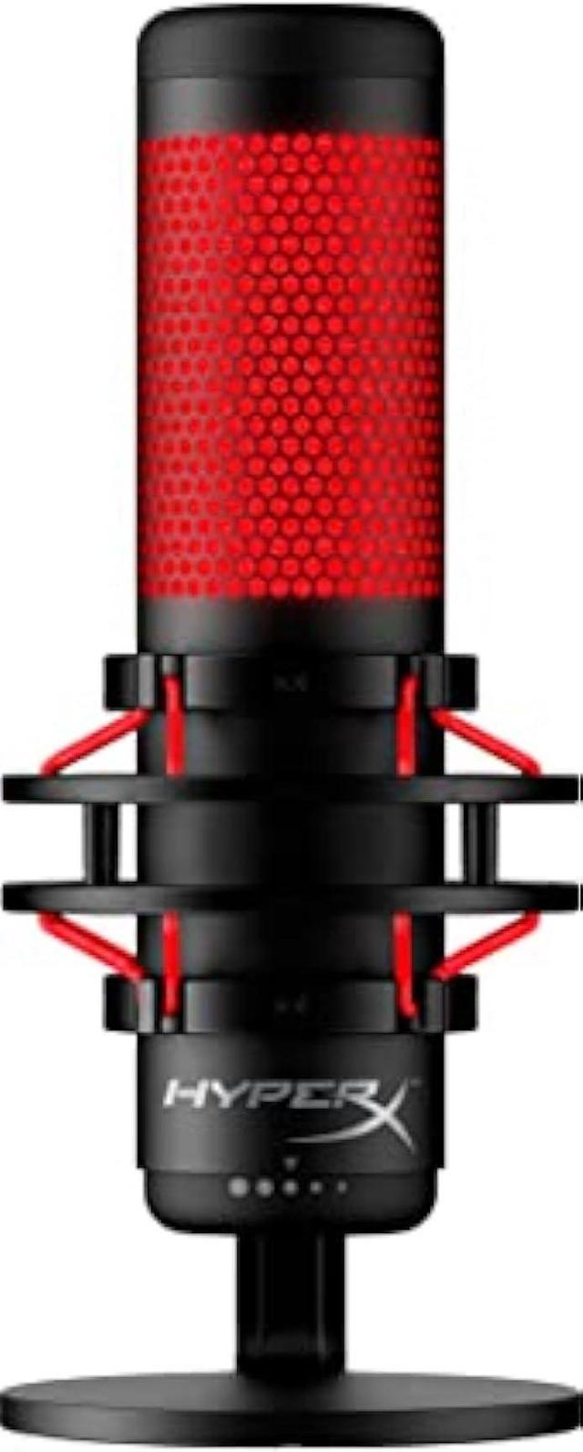  HyperX QuadCast - USB Condenser Gaming Microphone, for PC, PS4,  PS5 and Mac, Anti-Vibration Shock Mount, Four Polar Patterns, Pop Filter,  Gain Control, Podcasts, Twitch, , Discord, Red LED
