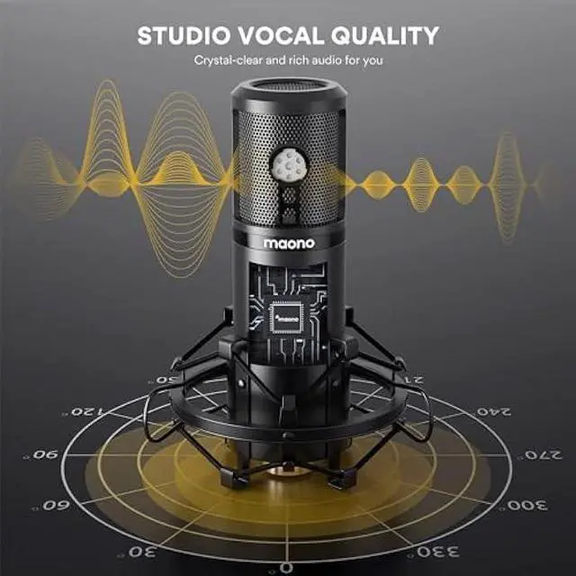Alt view image 4 of 6 - MAONO USB Microphone, Professional Condenser Computer PC Mic with One-Touch Mute, Gain Control for Podcast, Recording, Gaming, Streaming, Zoom Meeting, Instruments, Studio, YouTube, Discord PM421