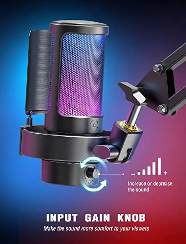 Alt view image 5 of 5 - FIFINE Gaming Microphone, USB PC Mic for Streaming, Podcasts, Recording, Condenser Computer Desktop Mic on Mac/PS4/PS5, with RGB Control, Mute Touch, Headphone Jack, Pop Filter, Stand-AmpliGame A8