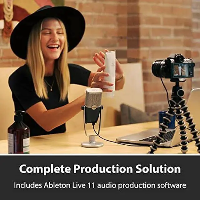 Alt view image 2 of 5 - AKG Pro Audio Ara Professional USB-C Condenser Microphone, Dual Pattern Audio Capture Modes for Podcasting, Video Blogging, Gaming and Streaming, Blue and Silver
