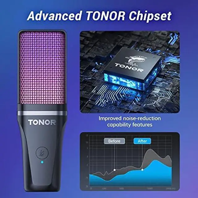 Alt view image 2 of 6 - TONOR Gaming USB Microphone for PC, RGB Condenser Computer Mic with Tripod Stand, Quick Mute, Gain Control, for Gaming, Streaming, Podcasting, Recording, Cardioid Mic Kit for Laptop/PS4/PS5 TC777 Pro