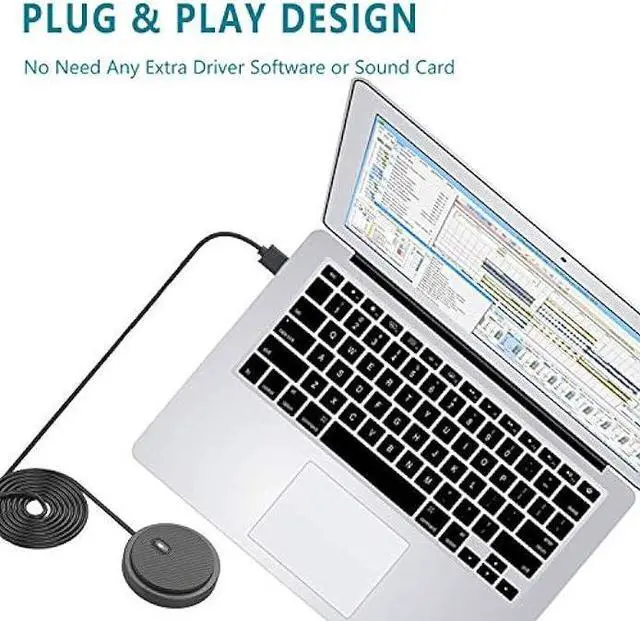 Alt view image 4 of 7 - Upgraded USB Conference Microphone for Computer, 360° Omnidirectional Condenser Mic with Mute Key, Great for Video Conference, Gaming, Chatting, Skype, Plug & Play, Windows macOS, Ideal for Gift