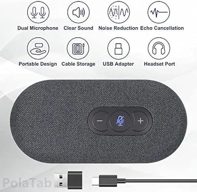 Alt view image 2 of 7 - USB Speaker phone, Conference Computer Speaker with Microphone for Virtual Meetings, 360° Voice Pickup, Echo CancellationNoise Reduction, Plug and Play, Compatible with Zoom, Teams, Skype and more