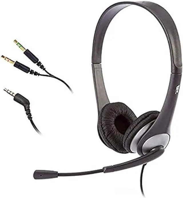 Main image of Cyber Acoustics Stereo Headset, 3.5mm Stereo & Y-Adapter for Separate Headphone & Mic Connection, K12 School Classroom and Education (AC-204) (4 Pack)