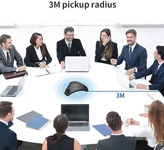 Alt view image 5 of 6 - Conference Speaker and Microphone, 360° Omnidirectional USB Speakerphone Microphone with USB Hub, Noise Reduction/Echo Cancellation Computer Microphone for 8-10 People Business Conference, Home Office