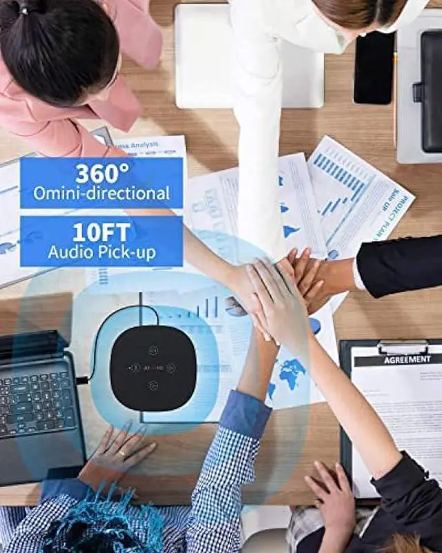Alt view image 3 of 5 - JOUNIVO USB Speakerphone Omnidirectional Conference Microphone with Speaker Portable Tap to Mute Speaker with Microphone Computer Speak Phone for Interview Call Speaker Webinar