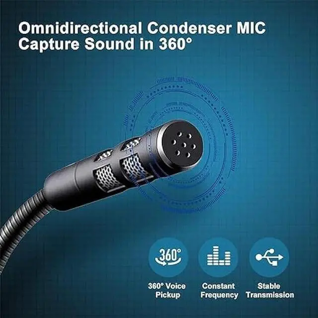 Alt view image 2 of 6 - USB Computer Microphone,Plug and Play Desktop PC Laptop Microphone with Mute Button and LED Indicator for Streaming,Podcasting,Recording,Gaming,Skype,YouTube Mic for Mac or Window Black.