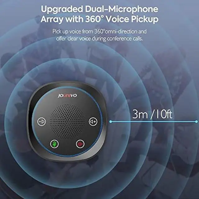 Alt view image 2 of 6 - JOUNIVO USB Speakerphone, Omnidirectional Computer Speaker with Microphone,Plug and Plays Portable Speaker with Microphone for Holding Meetings Anywhere with Immersive Sound