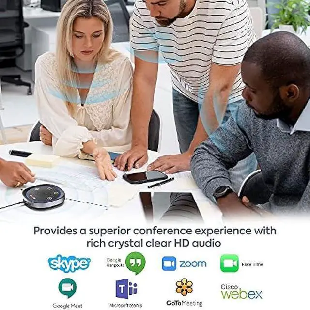 Alt view image 6 of 6 - JOUNIVO USB Speakerphone, Omnidirectional Computer Speaker with Microphone,Plug and Plays Portable Speaker with Microphone for Holding Meetings Anywhere with Immersive Sound