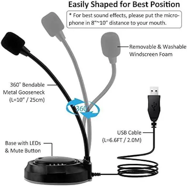 Alt view image 6 of 7 - C G CHANGEEK USB Microphone with RGB Glowing Light & Mute for Laptop PC Desktop Computers, Gaming Microphone for PC PS4 / 5, Ideal Condenser Mic for Dictation/Con-Call/Meeting/Gaming, CGS-M2