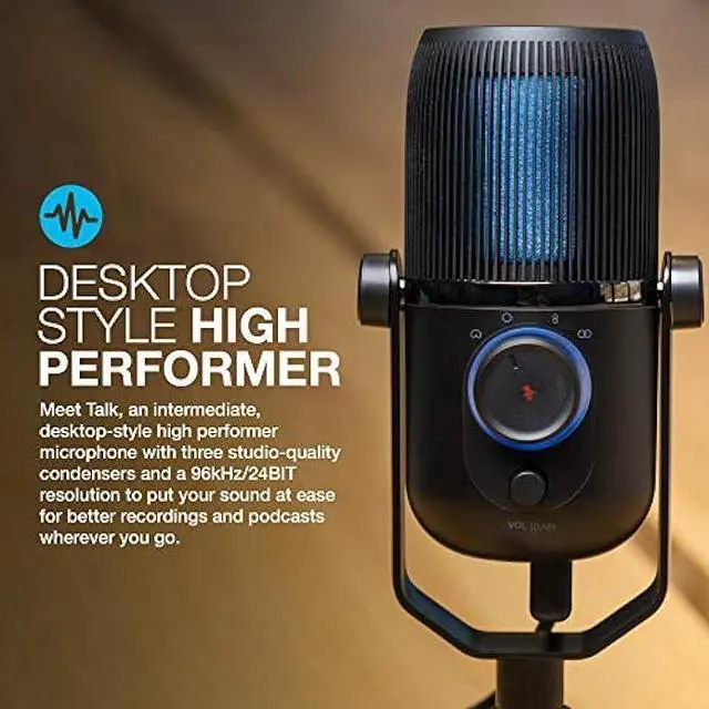 Alt view image 2 of 5 - JLab Talk USB Microphone | USB-C Output | Cardioid, Omnidirectional, Stereo or Bidirectional | 96k Sample Rate | 20Hz - 20kHz Frequency Response | Volume, Gain Control, Quick Mute | Plug & Play
