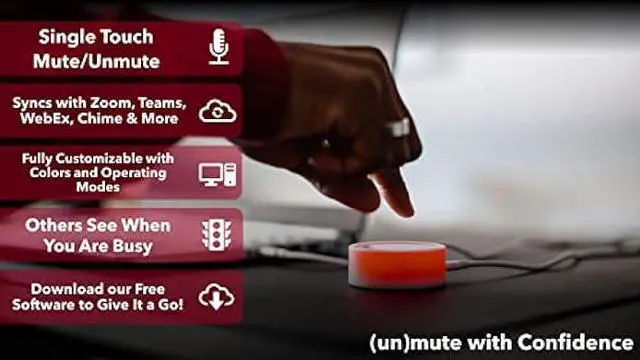 Alt view image 3 of 6 - MuteMe - Illuminated Physical Mute Button for Zoom, Teams, WebEx & More (As Seen on Shark Tank)! Mac/PC Compatible. USB Cord & Adapter Included. Free Software Download Required.