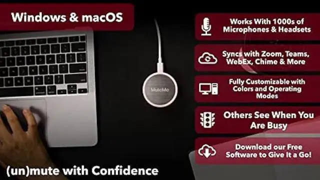 Alt view image 6 of 6 - MuteMe - Illuminated Physical Mute Button for Zoom, Teams, WebEx & More (As Seen on Shark Tank)! Mac/PC Compatible. USB Cord & Adapter Included. Free Software Download Required.